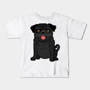 Black pug Kids T-Shirt